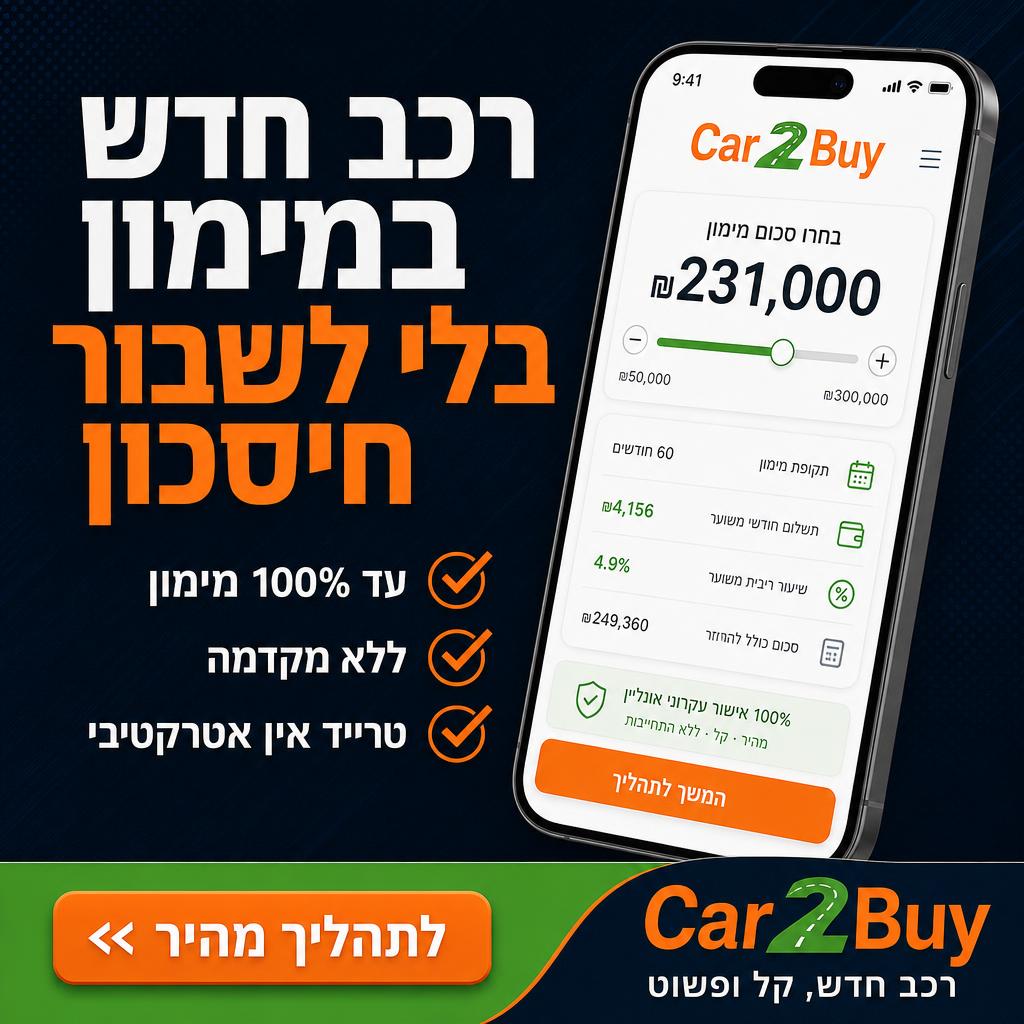 הלוואה לרכב, מימון עד 100% בהחזר חודשי נוח